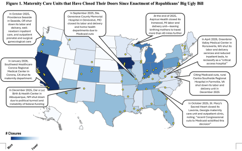 Map of maternal health closures in the U.S.
